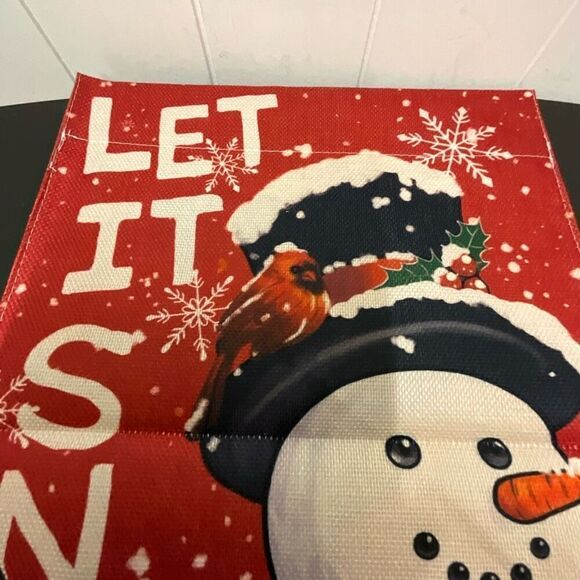 NWOT Double Sided Winter Let it Snow Holiday Flag Decor Christmas Red - Picture 3 of 7